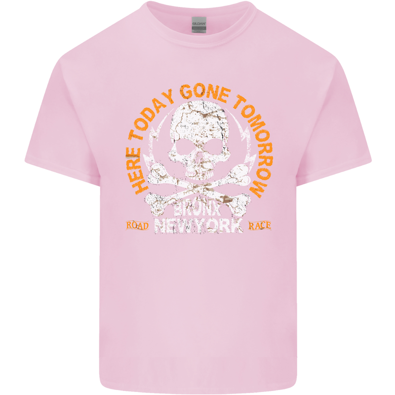 Biker Skull Here Today Motorbike Motorcycle Mens Cotton T-Shirt Tee Top Light Pink