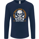Biker Skull Here Today Motorbike Motorcycle Mens Long Sleeve T-Shirt Navy Blue