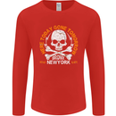 Biker Skull Here Today Motorbike Motorcycle Mens Long Sleeve T-Shirt Red