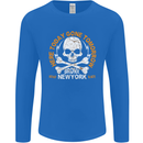 Biker Skull Here Today Motorbike Motorcycle Mens Long Sleeve T-Shirt Royal Blue
