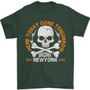 Biker Skull Here Today Motorbike Motorcycle Mens T-Shirt Cotton Gildan Forest Green
