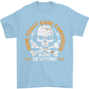 Biker Skull Here Today Motorbike Motorcycle Mens T-Shirt Cotton Gildan Light Blue