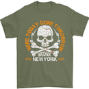 Biker Skull Here Today Motorbike Motorcycle Mens T-Shirt Cotton Gildan Military Green