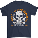 Biker Skull Here Today Motorbike Motorcycle Mens T-Shirt Cotton Gildan Navy Blue