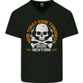 Biker Skull Here Today Motorbike Motorcycle Mens V-Neck Cotton T-Shirt Black