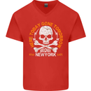 Biker Skull Here Today Motorbike Motorcycle Mens V-Neck Cotton T-Shirt Red