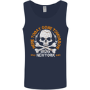 Biker Skull Here Today Motorbike Motorcycle Mens Vest Tank Top Navy Blue