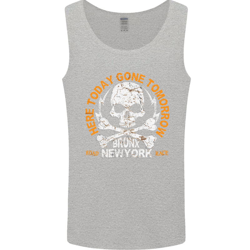 Biker Skull Here Today Motorbike Motorcycle Mens Vest Tank Top Sports Grey