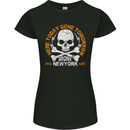 Biker Skull Here Today Motorbike Motorcycle Womens Petite Cut T-Shirt Black