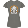 Biker Skull Here Today Motorbike Motorcycle Womens Petite Cut T-Shirt Charcoal