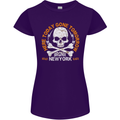 Biker Skull Here Today Motorbike Motorcycle Womens Petite Cut T-Shirt Purple