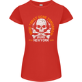 Biker Skull Here Today Motorbike Motorcycle Womens Petite Cut T-Shirt Red