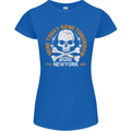 Biker Skull Here Today Motorbike Motorcycle Womens Petite Cut T-Shirt Royal Blue