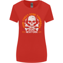Biker Skull Here Today Motorbike Motorcycle Womens Wider Cut T-Shirt Red