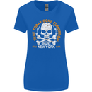 Biker Skull Here Today Motorbike Motorcycle Womens Wider Cut T-Shirt Royal Blue