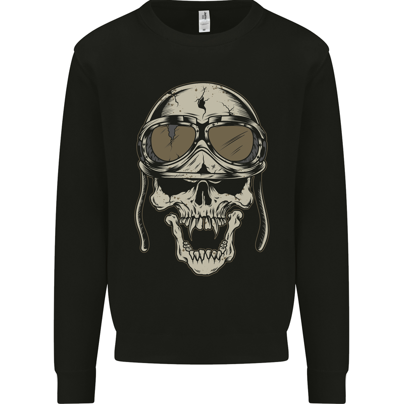 Biker Skull Motorcycle Skulls Motobike Mens Sweatshirt Jumper Black