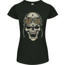 Biker Skull Motorcycle Skulls Motobike Womens Petite Cut T-Shirt Black