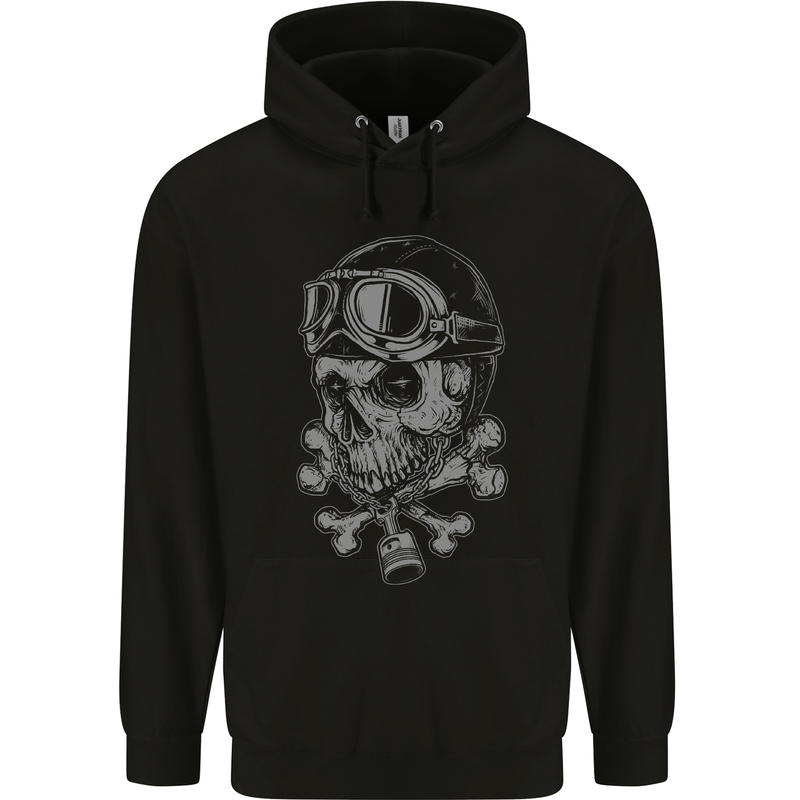 Biker Skull Rider Motorbike Motorcycle Mens Hoodie Black