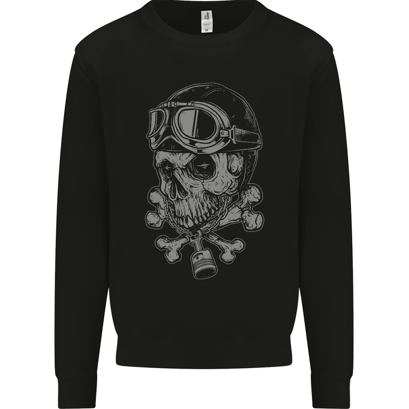 Biker Skull Rider Motorbike Motorcycle Mens Sweatshirt Jumper Black