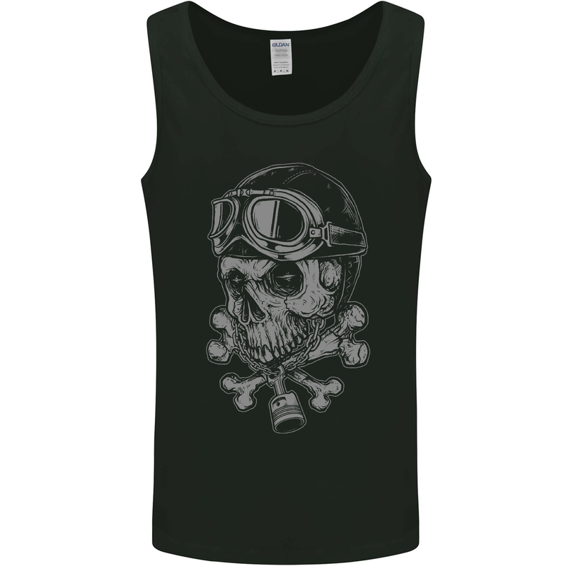 Biker Skull Rider Motorbike Motorcycle Mens Vest Tank Top Black