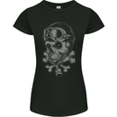 Biker Skull Rider Motorbike Motorcycle Womens Petite Cut T-Shirt Black