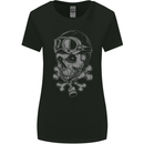 Biker Skull Rider Motorbike Motorcycle Womens Wider Cut T-Shirt Black