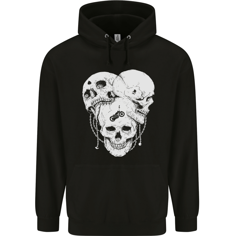 Biker Skulls Motorcycle Motobike Chopper Childrens Kids Hoodie Black