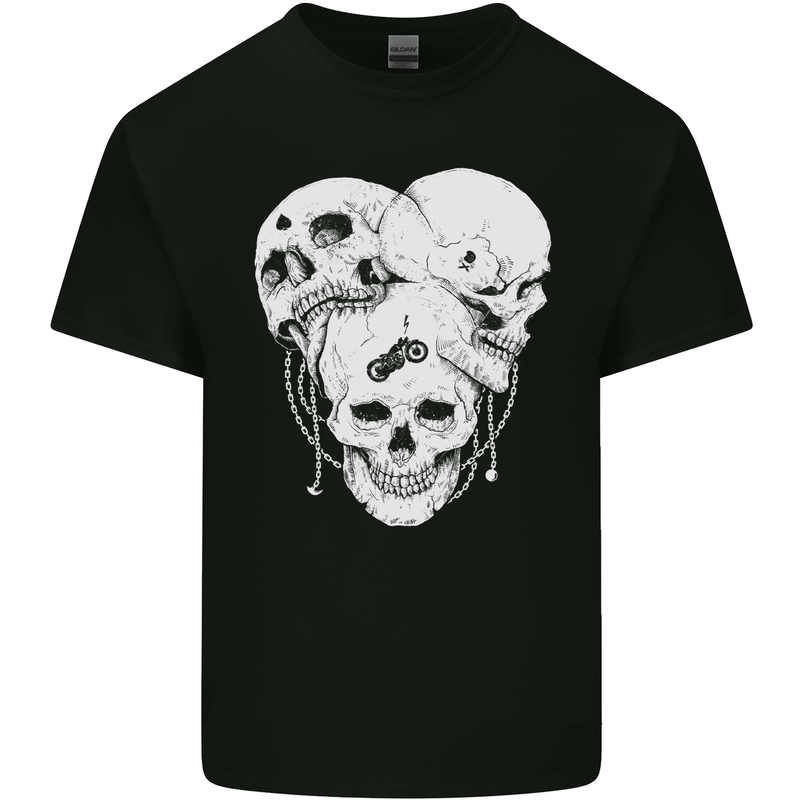 Biker Skulls Motorcycle Motobike Chopper Kids T-Shirt Childrens Black