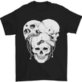 Biker Skulls Motorcycle Motobike Chopper Mens T-Shirt Cotton Gildan Black