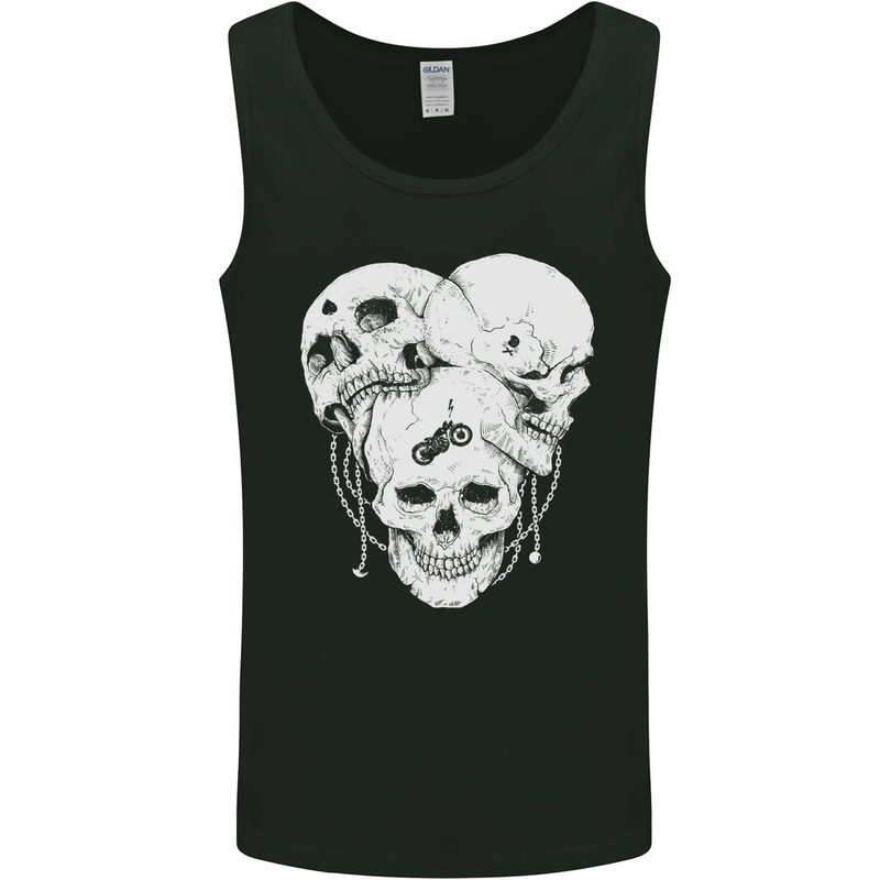 Biker Skulls Motorcycle Motobike Chopper Mens Vest Tank Top Black