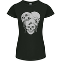 Biker Skulls Motorcycle Motobike Chopper Womens Petite Cut T-Shirt Black