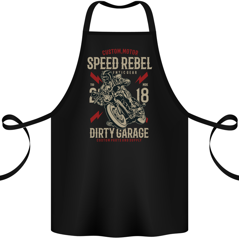 Biker Speed Rebel Motorbike Motorcycle Cotton Apron 100% Organic Black