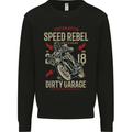 Biker Speed Rebel Motorbike Motorcycle Mens Sweatshirt Jumper Black