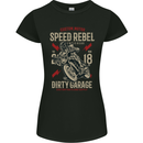 Biker Speed Rebel Motorbike Motorcycle Womens Petite Cut T-Shirt Black
