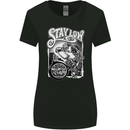 Biker Stay Low Chopper Biker Motorcycle Womens Wider Cut T-Shirt Black