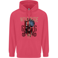 Biker USA Flag Skull Motorbike Motorcycle Childrens Kids Hoodie Heliconia