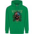 Biker USA Flag Skull Motorbike Motorcycle Childrens Kids Hoodie Irish Green