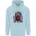 Biker USA Flag Skull Motorbike Motorcycle Childrens Kids Hoodie Light Blue