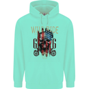 Biker USA Flag Skull Motorbike Motorcycle Childrens Kids Hoodie Peppermint