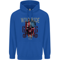 Biker USA Flag Skull Motorbike Motorcycle Childrens Kids Hoodie Royal Blue