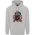 Biker USA Flag Skull Motorbike Motorcycle Childrens Kids Hoodie Sports Grey