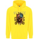 Biker USA Flag Skull Motorbike Motorcycle Childrens Kids Hoodie Yellow