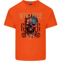 Biker USA Flag Skull Motorbike Motorcycle Kids T-Shirt Childrens Orange