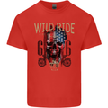 Biker USA Flag Skull Motorbike Motorcycle Kids T-Shirt Childrens Red