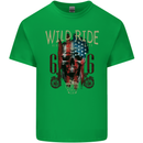 Biker USA Flag Skull Motorbike Motorcycle Mens Cotton T-Shirt Tee Top Irish Green