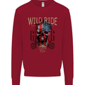 Biker USA Flag Skull Motorbike Motorcycle Mens Sweatshirt Jumper Red