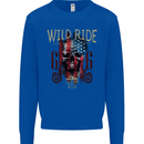 Biker USA Flag Skull Motorbike Motorcycle Mens Sweatshirt Jumper Royal Blue