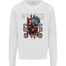 Biker USA Flag Skull Motorbike Motorcycle Mens Sweatshirt Jumper White