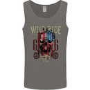 Biker USA Flag Skull Motorbike Motorcycle Mens Vest Tank Top Charcoal