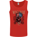 Biker USA Flag Skull Motorbike Motorcycle Mens Vest Tank Top Red